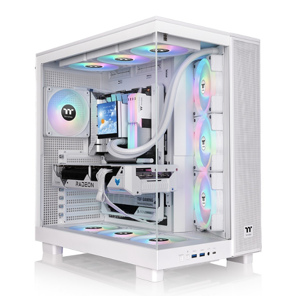 Gabinete Tt View 380 Xl  Mid-Tower Tg X2 Fan Argb X1 Reverse Fan X3 Snow