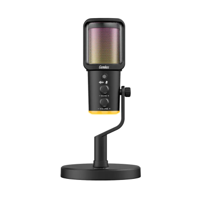 Microfono Genius Mic-S400U Black Luz Led Usb-A / Usb-C  P/Streaming